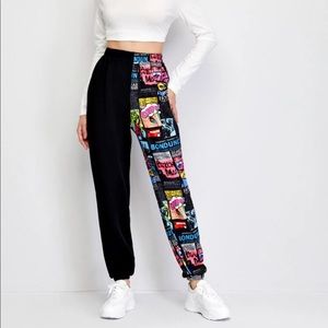 NWOT Shein Newspaper Print Jogger Pants